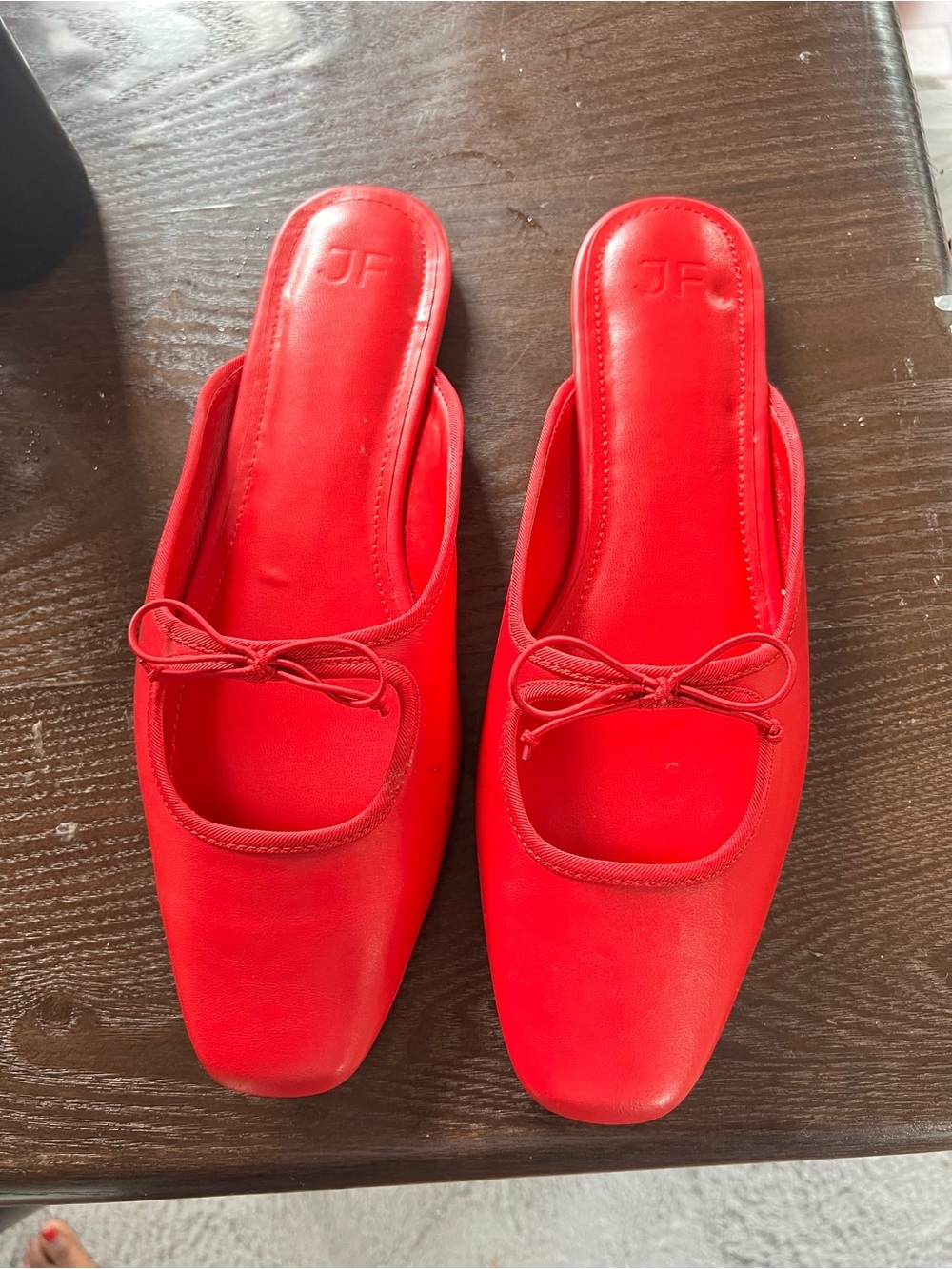Seraphine Red Square-Toe Slip-On Mules with Bow Detail - Picture 7 of 7
